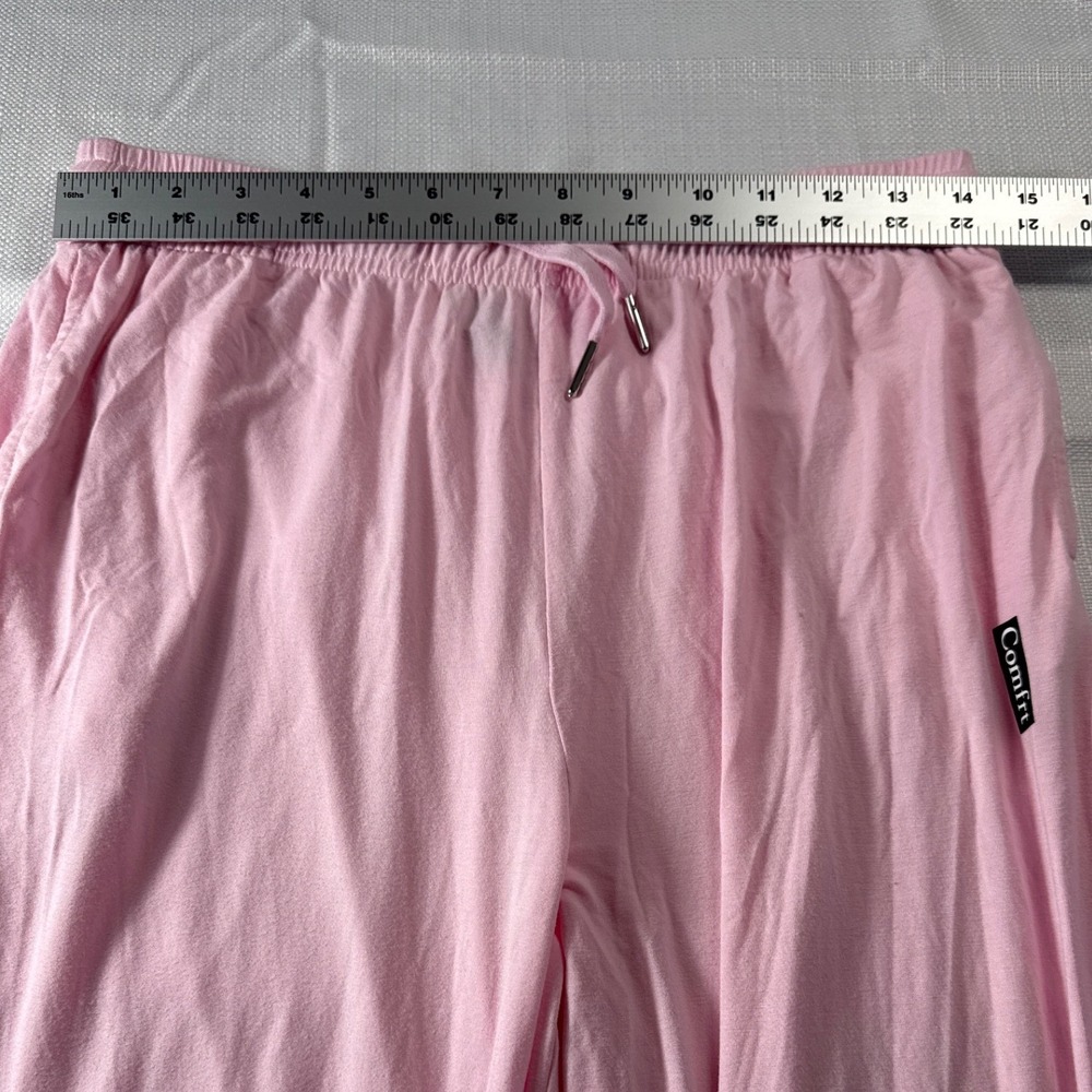 Comfrt Womens Lounge Pants Pink Wide Leg Drawstring Sleepwear Size L - Picture 6 of 7